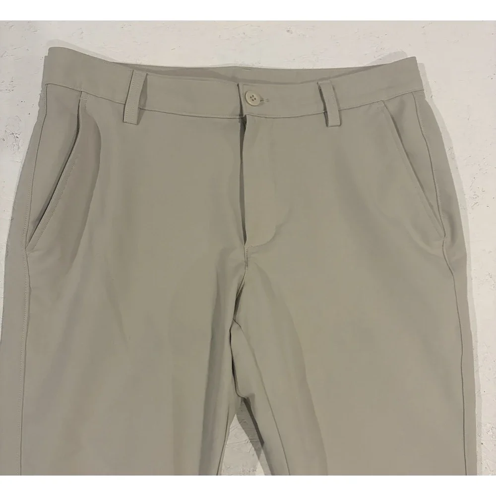 Under Armour Mens Match Play Golf Pants Khaki Tan Straight Leg 34x32 Stretch